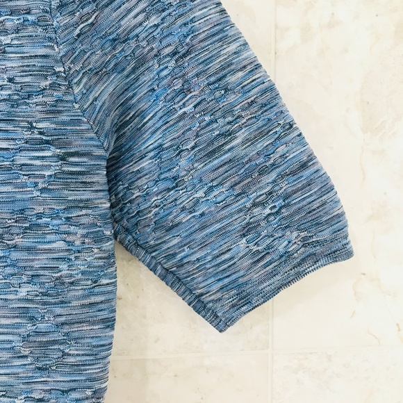 KAREN MILLEN {4} Dress Light Blue Metallic Knit Bodycon - Picture 6 of 15